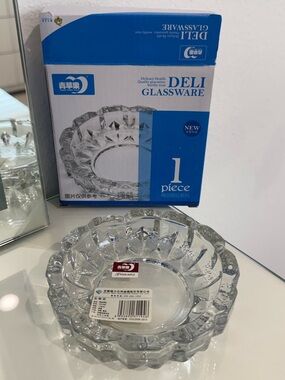 Nwt Deli Green Apple Crystal Heavy Glass Ashtray for Indoor and Outdoor